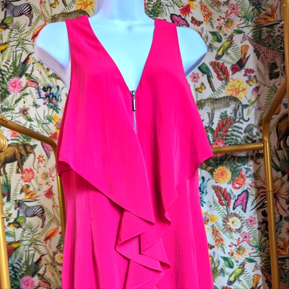laundry by Shelli Segal Los Angeles magenta front zip dress